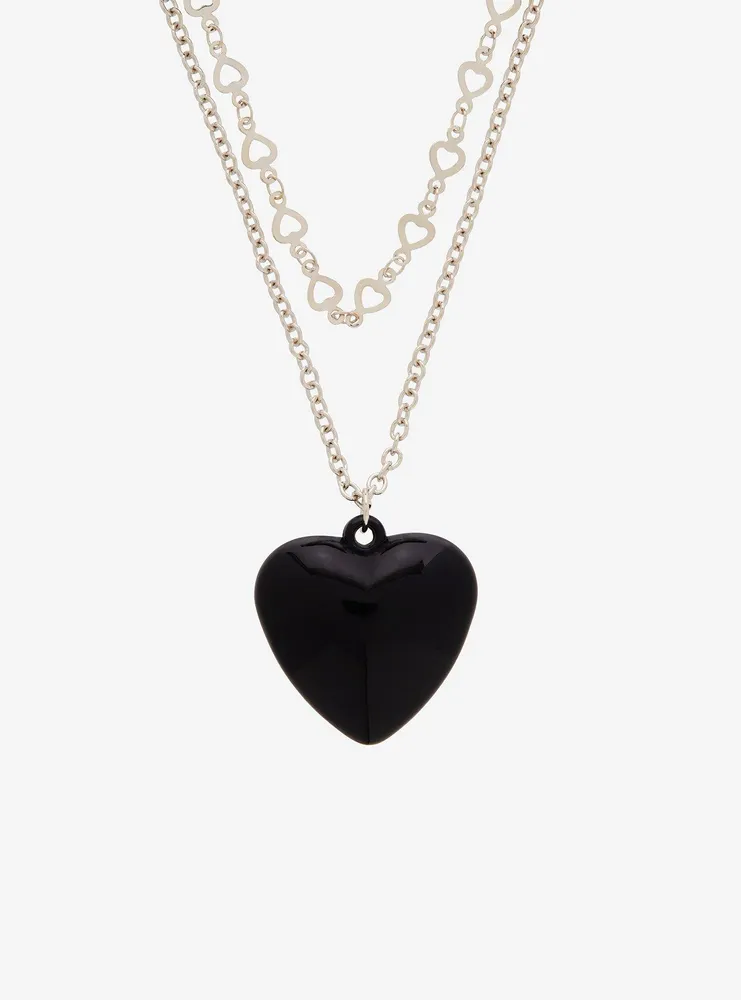 Black Heart Bubble Chain Choker Necklace Set