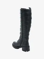 Black Multi-Buckle Knee-High Combat Boots