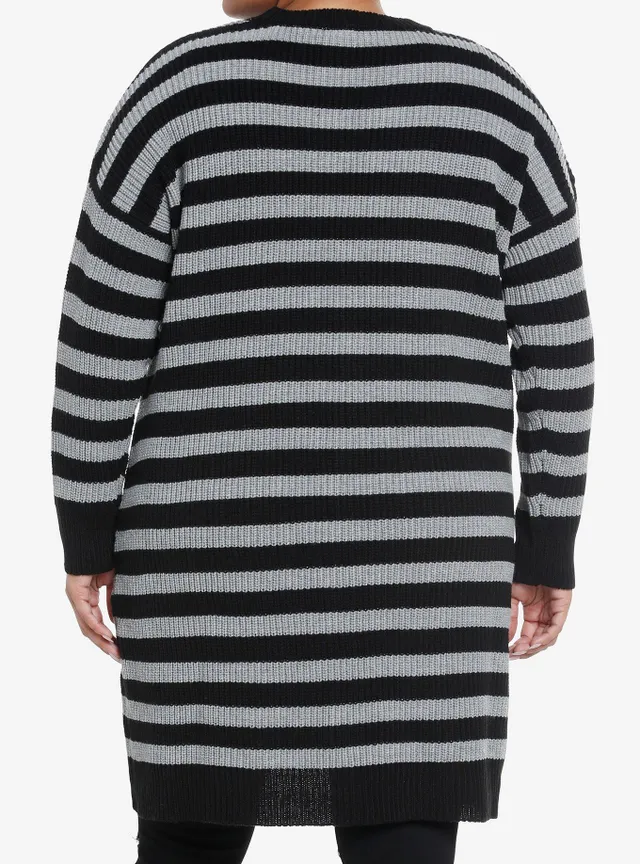 Casual Day Modal Cardigan in Black and White Stripe - ShopperBoard