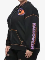 Halloween Photo Collage Girls Zip-Up Hoodie Plus