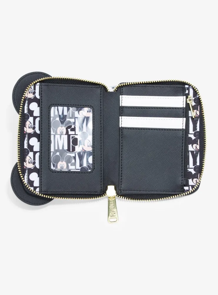 Loungefly Disney Mickey Mouse Signature Allover Print Small Zippered Wallet - BoxLunch Exclusive