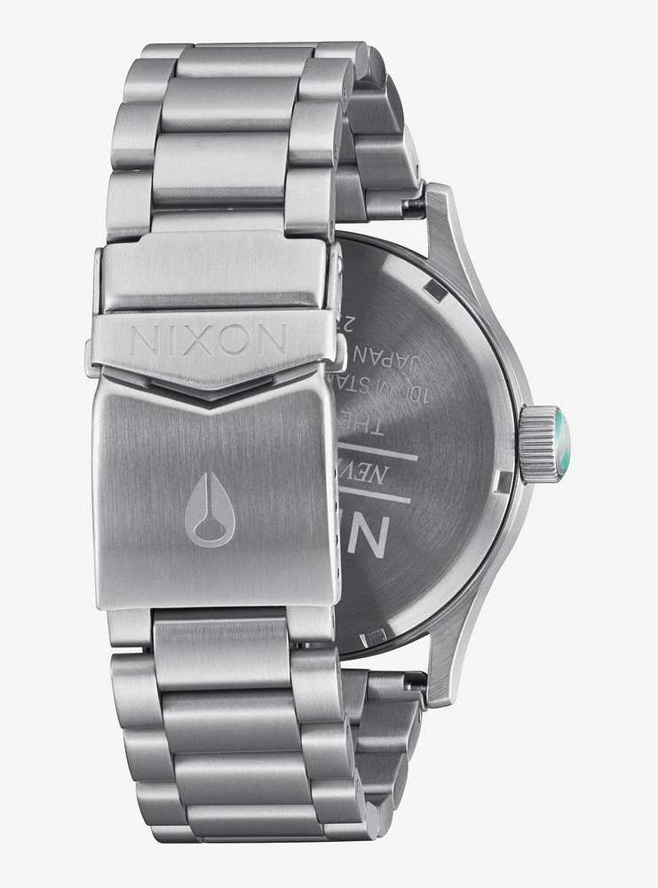 Nixon Sentry Stainless Steel Silver x Turquoise Watch