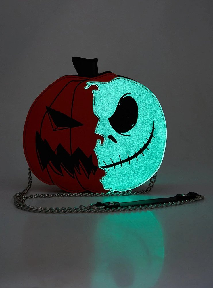 The Nightmare Before Christmas Jack Pumpkin Split Glow-In-The-Dark Crossbody Bag