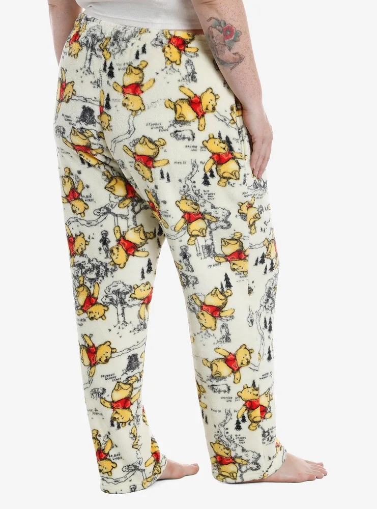 Disney Winnie The Pooh Hundred Acre Wood Map Girls Pajama Pants Plus