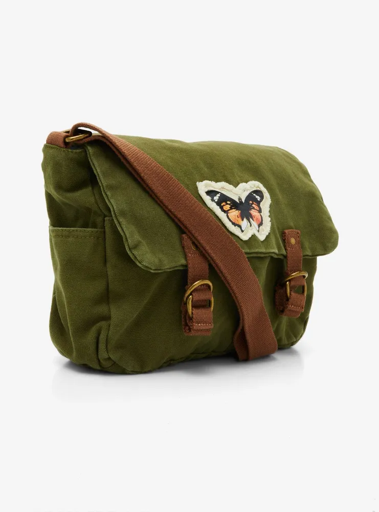 Olive Butterfly Messenger Crossbody Bag