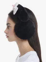 Black Bunny Ear Lace Bow Earmuffs