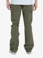Olive Green Contrast Stitch Cargo Pants