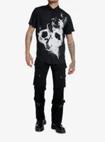 Hollow Skull Woven Button-Up