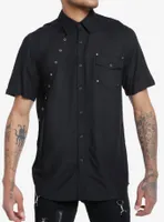 Wicked Bat Eyeball Woven Button-Up