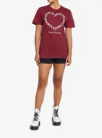 Pierce The Veil Chain Heart Burgundy Boyfriend Fit Girls T-Shirt