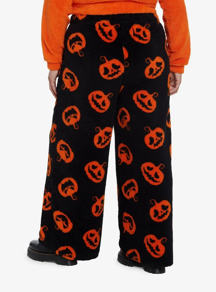 Hot Topic Orange Pumpkin Girls Fuzzy Pajama Pants Plus