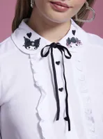 My Melody & Kuromi Mesh Girls Long-Sleeve Woven Button-Up