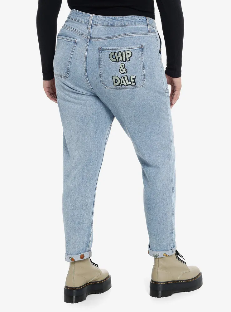 Disney Chip 'N' Dale Embroidered Mom Jeans Plus