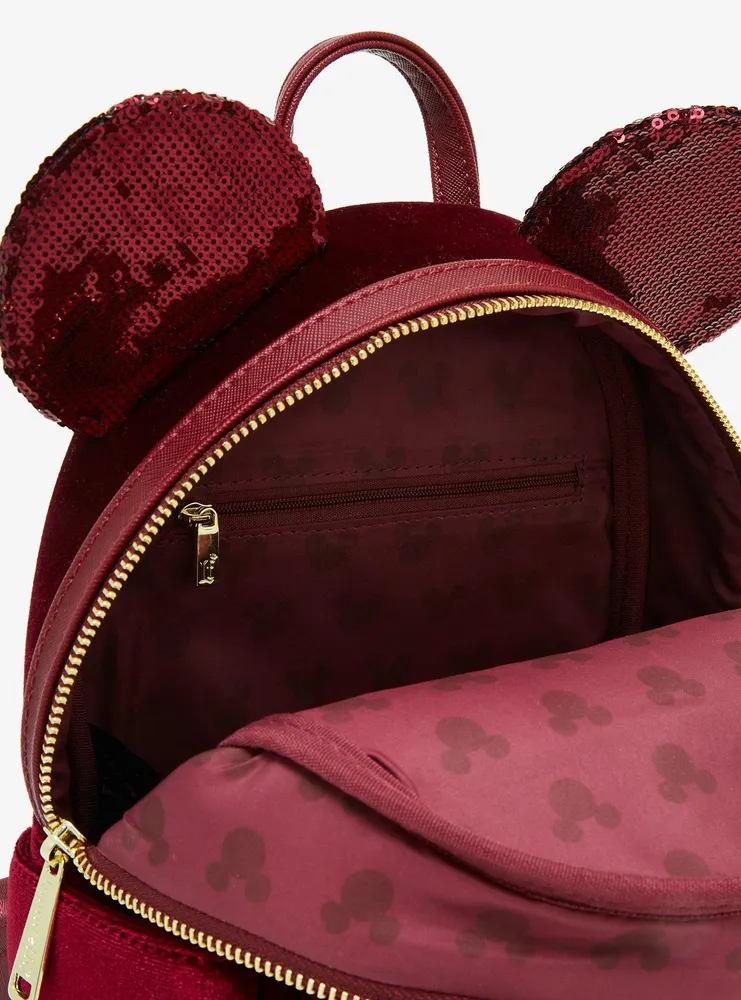 Loungefly Disney Minnie Mouse Velvet Sequined Ears Mini Backpack - BoxLunch Exclusive