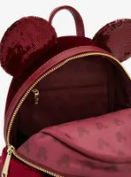 Loungefly Disney Minnie Mouse Velvet Sequined Ears Mini Backpack - BoxLunch Exclusive