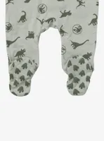 Jurassic Park Dinosaur Allover Print Footed Infant One-Piece - BoxLunch Exclusive