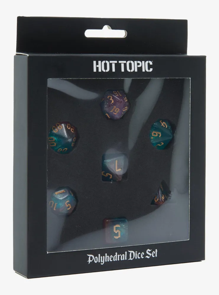 Aqua Ombre Glitter Polyhedral Dice Set