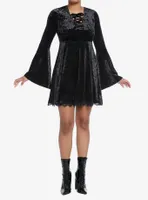 Cosmic Aura Black Velvet Hooded Dress