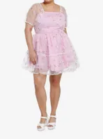 Sweet Society Pink Floral Organza Dress Plus