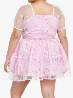 Sweet Society Pink Floral Organza Dress Plus