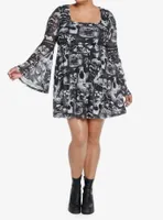 Social Collision Sleepy Hollow Collage Bell Sleeve Dress Plus