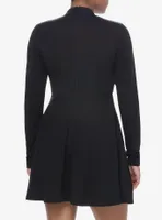 Cosmic Aura Black Cutout Mock Neck Long-Sleeve Dress