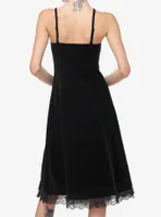 Cosmic Aura Black Velvet Lace Midi Dress