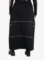 Social Collision Black & Red Contrast Stitch Zip-Off Maxi Skirt Plus