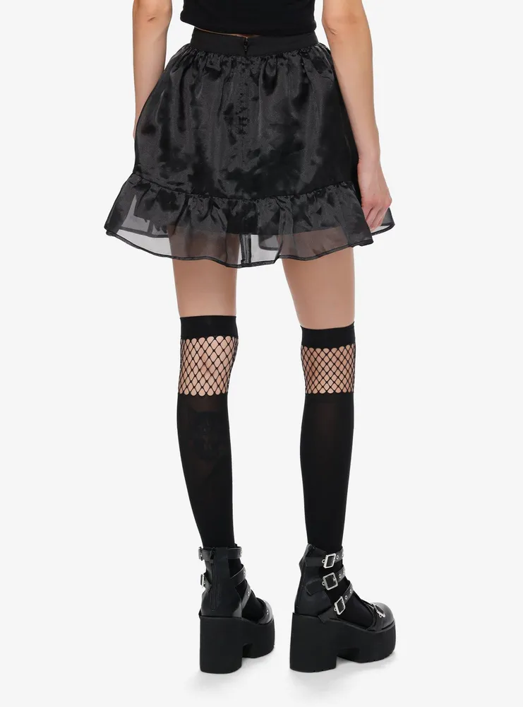 Cosmic Aura Black Organza Bow Mini Skirt