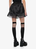 Cosmic Aura Black Organza Bow Mini Skirt