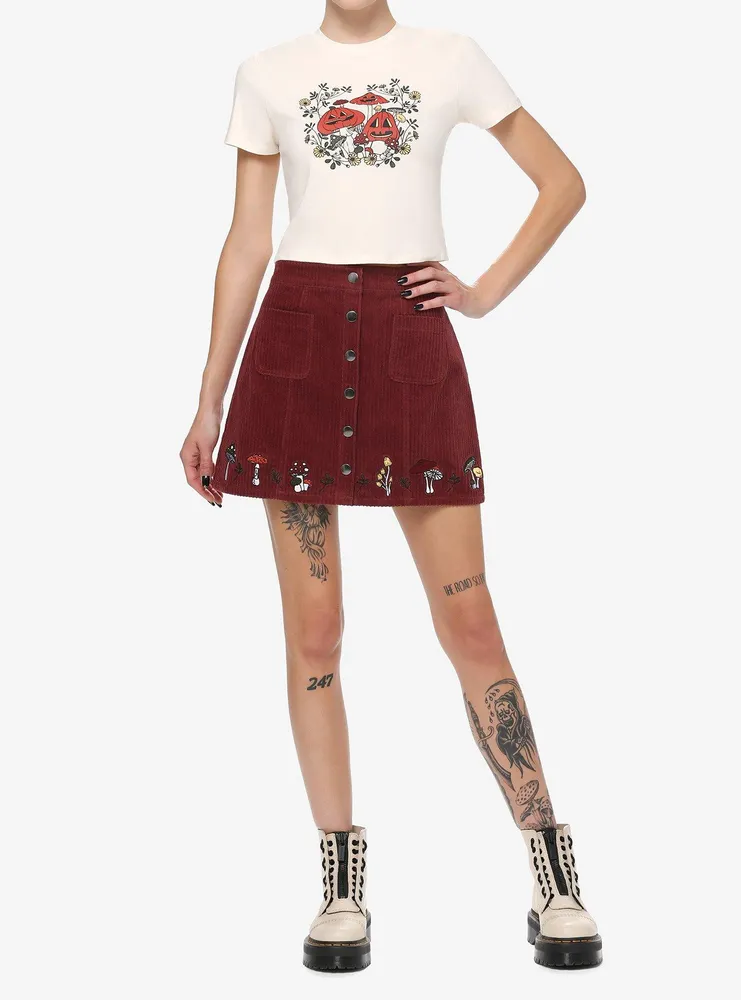 Thorn & Fable Mushroom Corduroy Skirt