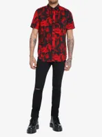 Red X-Ray Woven Button-Up