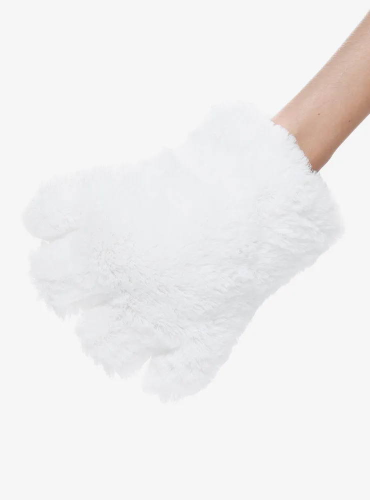 White Cat Fuzzy Paw Glove Set