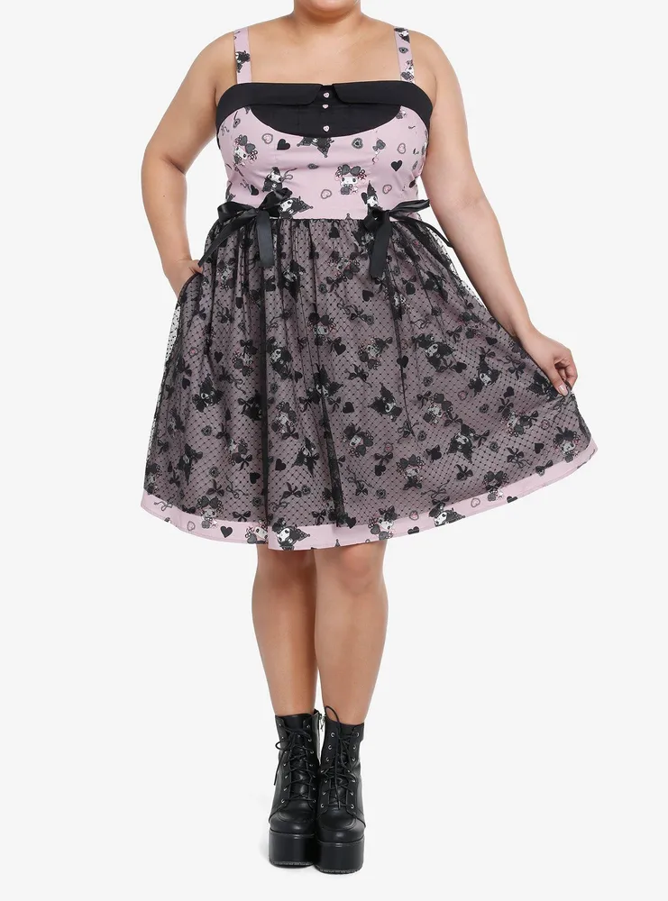 My Melody & Kuromi Lolita Mesh Lace-Up Dress Plus