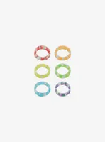 Sweet Society Rainbow Fruit Chunky Acrylic Ring Set
