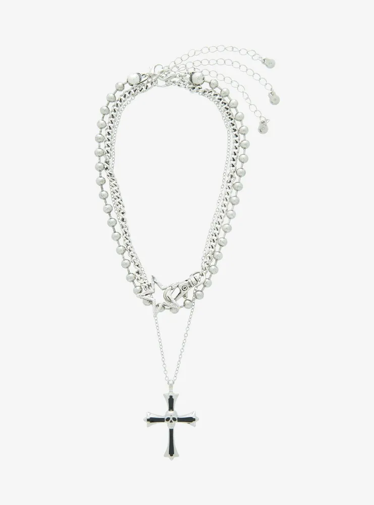 Social Collision Cross Star Ball Chain Necklace Set