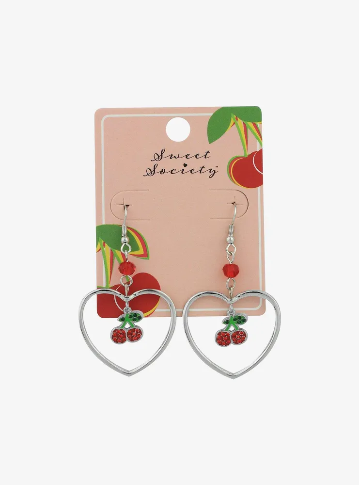 Sweet Society Cherry Heart Bling Earrings