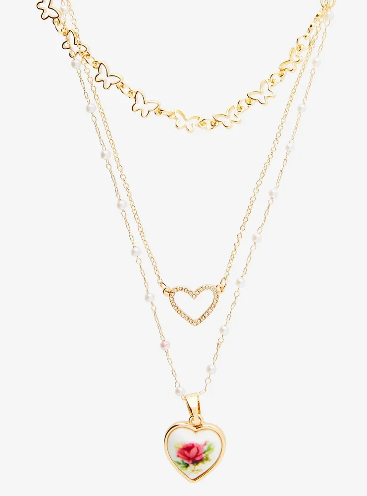 Sweet Society Rose Heart Necklace Set