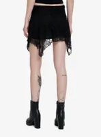 Black Lace Hanky Hem Mini Skirt