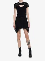 Thorn & Fable Black Lace Cutout Girls Top