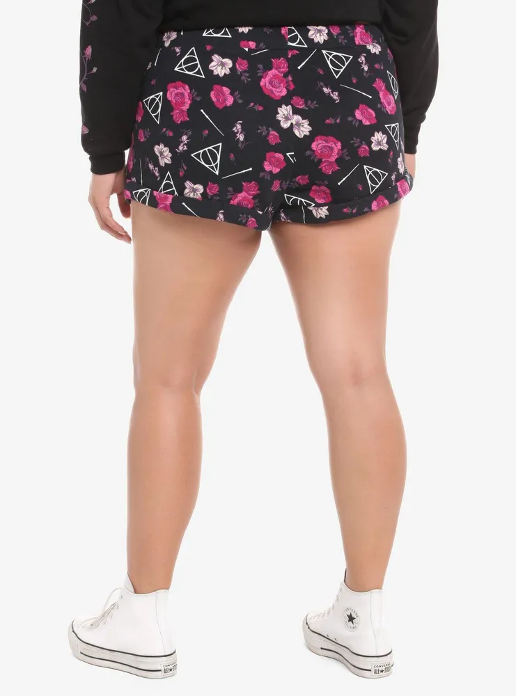 Harry Potter Deathly Hallows Floral Lounge Shorts Plus