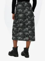 Social Collision Camouflage Midi Skirt