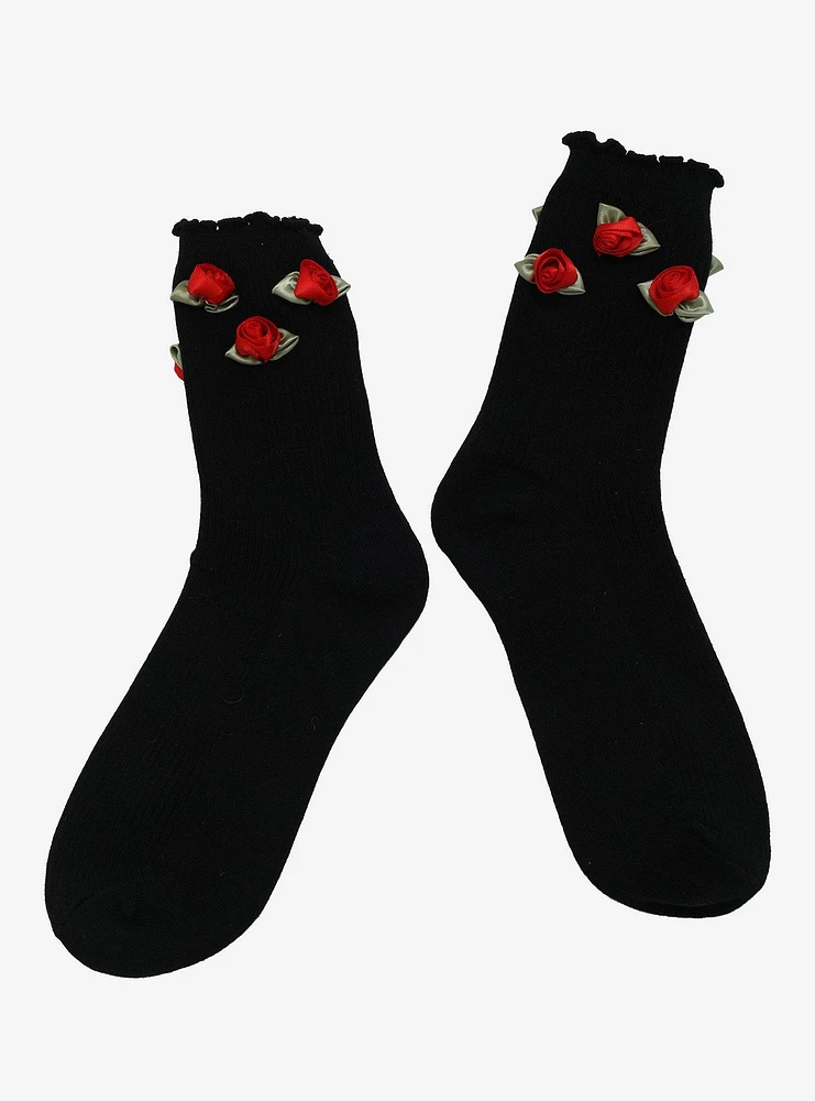 Red Rosette Ankle Socks