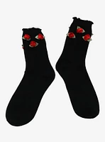 Red Rosette Ankle Socks