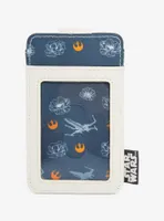 Loungefly Star Wars Gray and Cream Floral Rebel Cardholder - BoxLunch Exclusive