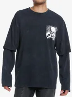 Spiderwebs & Skulls Oversized Twofer Long-Sleeve T-Shirt