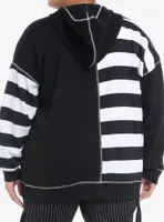 Her Universe The Nightmare Before Christmas Jack Stripe Split Girls Oversized Hoodie Plus