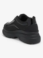 Yoki Black Studded Platform Sneakers