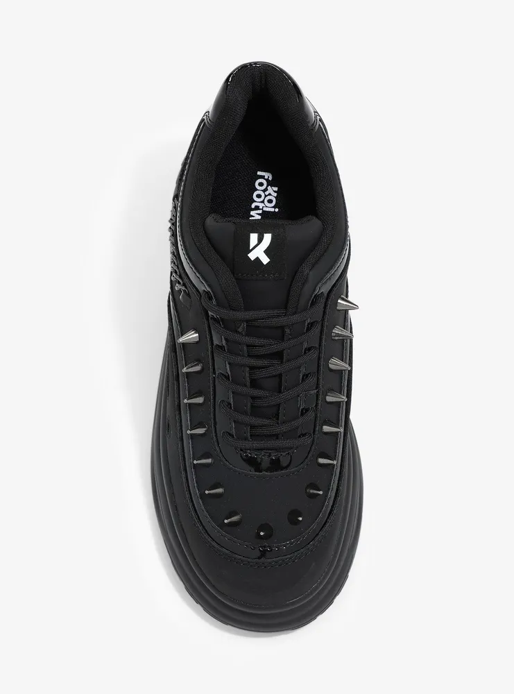 Yoki Black Studded Platform Sneakers