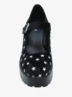 Koi Black Velvet Stars Mary Janes